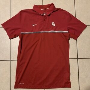 Nike Oklahoma Sooners Men's M Crimson Red Short Sleeve Polo Golf Shirt